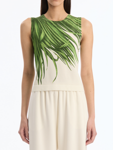 *VIRTUAL TRUNK SHOW* Oscar de la Renta Printed Palm Tree Knit Twinset Tank