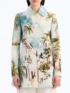 *VIRTUAL TRUNK SHOW* Oscar de la Renta Long Sleeve Collared Landscape Short Coat