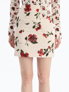 *VIRTUAL TRUNK SHOW* Oscar de la Renta Hibiscus Silk Georgette Quilted Skirt