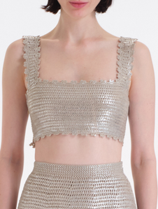 *VIRTUAL TRUNK SHOW* Oscar de la Renta Crochet Bandeau Silver Foil