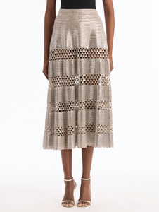 *VIRTUAL TRUNK SHOW* Oscar de la Renta Crochet Circle Skirt Silver Foil