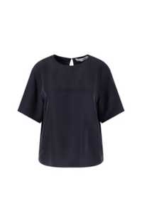 Iris Von Arnim Narcissa Silk Top in Navy, Size 36