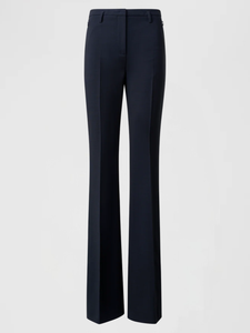 Akris Farrah Bootcut Wool Double-Face Pants in Navy