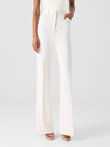 Akris Farid Bootcut Cotton Silk Stretch Double-Face Pants in Ecru