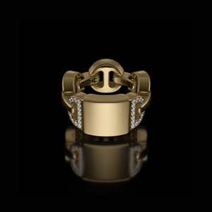 *RESERVE TODAY* Hoorsenbuhs 18K Gold Brute Classic Tri-Link Monogram with Diamonds