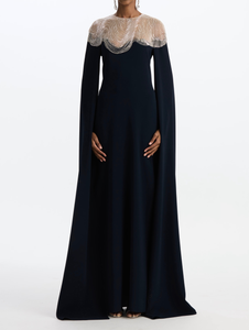 *VIRTUAL TRUNK SHOW* Oscar de la Renta Long Sleeve Bugle Waves Embroidered Caftan