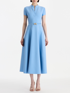 *VIRTUAL TRUNK SHOW* Oscar de la Renta Short Sleeve Collared Stretch Wool Day Dress