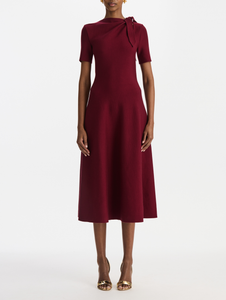 *VIRTUAL TRUNK SHOW* Oscar de la Renta Short Sleeve Tie Neck Knit Dress