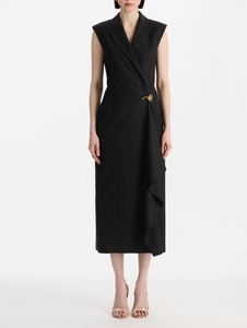 *VIRTUAL TRUNK SHOW* Oscar de la Renta Short Sleeve Draped Wrap Front Dress