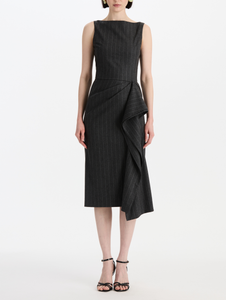 *VIRTUAL TRUNK SHOW* Oscar de la Renta Sleeveless Wool Cashmere Pin Stripe Tailoring Dress