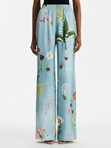 *VIRTUAL TRUNK SHOW* Oscar de la Renta Mixed Botanical Silk Twill Pant