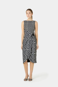 Chiara Boni La Petite Robe Gekan Printed Midi Dress in Bette Small Black/Bette Big Black, Size 44