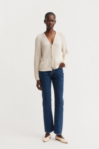 Iris Von Arnim Aliva Silk-Linen Cardigan in Off-White