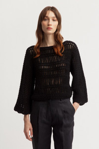 Iris Von Arnim Siria Cashmere Sweater in Black, Size X-Small/Small