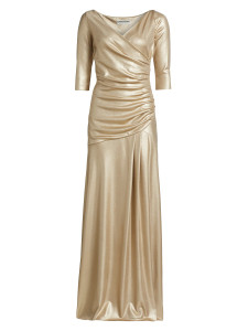 Chiara Boni La Petite Robe  Koichi Splendid Long Gown in Gold, Size 44