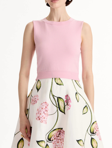 Oscar de la Renta Wool Cropped Tank in Pink