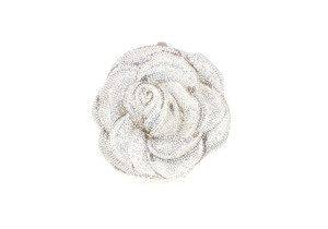 Judith Leiber Couture Rose Desiree Silver Clutch
