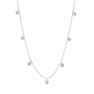 Graziela Gems 18K White Gold Small Floating Diamond Necklace