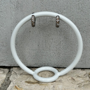 Spinelli Kilcollin 18K Black Rhodium Plated Gold Macro Hoop 3 Row Pave Earrings (Pair)