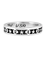 King Baby Studio Stackable Skull and Star Ring, Size 10