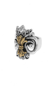 King Baby Studio Two-Tone Fleur Ring, Size 12