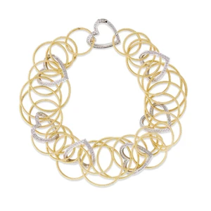 Buccellati Hawaii 18K Yellow and White Gold Diamonds Bracelet, Size 17