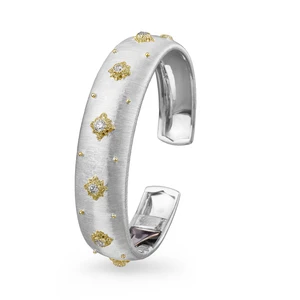 Buccellati Macri 18K White and Yellow Gold Diamond Cuff Bracelet (15.5cm)