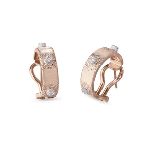 Buccellati Macri Classica 18K Pink Gold Diamond Hoop Earrings