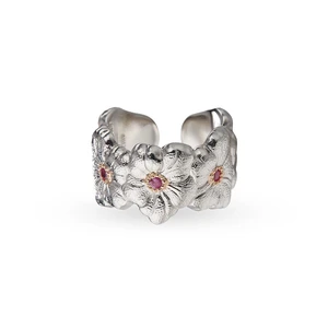 Buccellati Blossoms Sapphire Sterling Silver Eternelle Ring, Size 57