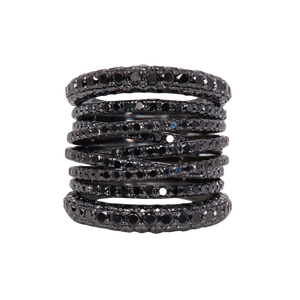 Sidney Garber 18K White Gold/Black Rhodium Tall Black Diamond Scribble Ring, Size 6.5