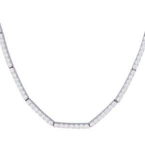Sidney Garber 18K White Gold Lyra Diamond Necklace, 15"