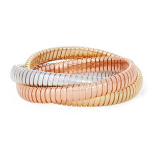Sidney Garber 18K Tri-Color Gold 3 Band Rolling Bracelet (9mm), Size 18cm