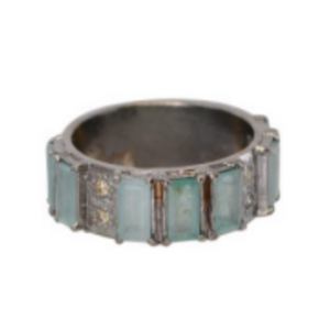 Armenta Sterling Silver Grandidierite Baguette Stack Ring, Size 7