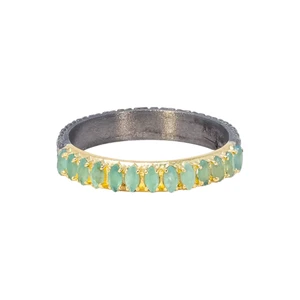 Armenta 18K Yellow Gold and Grey Sterling Silver Marquise Grandidierite Stack Band Ring, Size 7