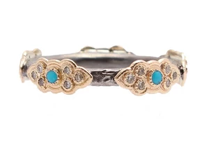 Armenta 14K Rose Gold and Grey Sterling Silver Scroll Stack Band Ring, Size 6.5