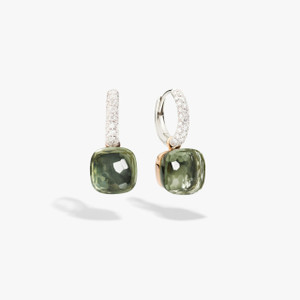 Pomellato Nudo 18K Rose and White Gold Prasiolite Classic Earrings with Diamonds