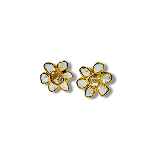 *COMING SOON*Mara Labell Designs Flower Power Baby Yellow Diamond Slice Stud Earrings