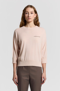 Peserico Pure Wool Yarn Sweater in Peony Pink, Size 44