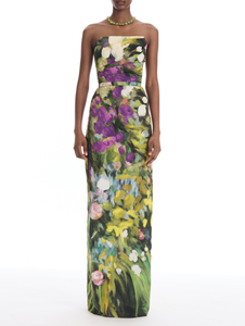 *VIRTUAL TRUNK SHOW* Oscar de la Renta Strapless Abstract Garden Faille Gown
