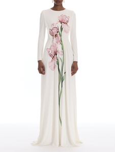*VIRTUAL TRUNK SHOW* Oscar de la Renta Long Sleeve Painted Iris Jersey Gown