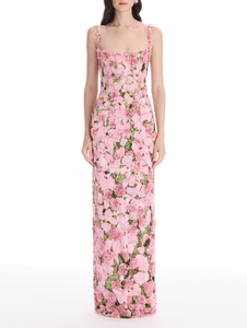 *VIRTUAL TRUNK SHOW* Oscar de la Renta Sleeveless All Over Beaded Iris Embroidered Gown