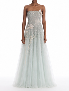 *VIRTUAL TRUNK SHOW* Oscar de la Renta Strapless Mixed All Over Beaded Gown