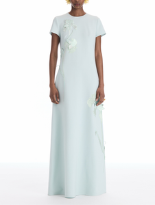 *VIRTUAL TRUNK SHOW* Oscar de la Renta Cap Sleeve Tonal Threadwork Embroidered Caftan