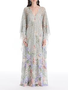 *VIRTUAL TRUNK SHOW* Oscar de la Renta Long Sleeve Iris Degrade Printed Lace Caftan