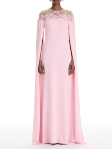 *VIRTUAL TRUNK SHOW* Oscar de la Renta Draped Sleeve Embroidered Lace Georgette Caftan