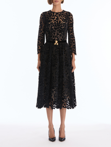*VIRTUAL TRUNK SHOW* Oscar de la Renta Long Sleeve Chrysanthemum Guipure Cocktail Dress