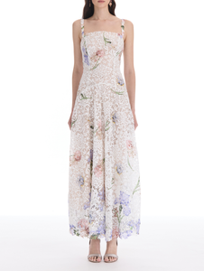 *VIRTUAL TRUNK SHOW* Oscar de la Renta Sleeveless Large Iris Degrade Printed Lace Day Dress