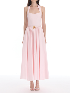 *VIRTUAL TRUNK SHOW* Oscar de la Renta Sleeveless Stretch Cotton Poplin Sateen Pleated Day Dress