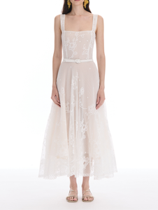 *VIRTUAL TRUNK SHOW* Oscar de la Renta Sleeveless Floral Oscar Large Circle Skirt Day Dress