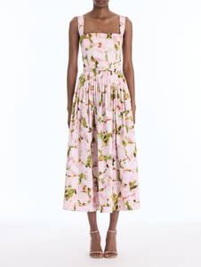 *VIRTUAL TRUNK SHOW* Oscar de la Renta Sleeveless Watercolor Iris Poplin Day Dress